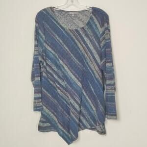 89th & Madison Blue Multicolor Knit Tunic Sweater Top – Casual Everyday